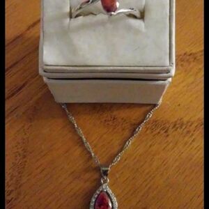Source Unknown Silver and Red Ring